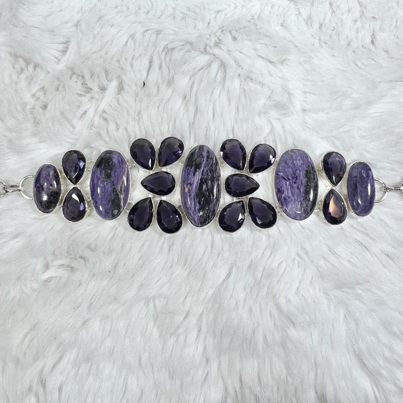 #Royalty Charoite 925 Large Gemstone Necklace & ONE Bracelet - Picture 10 of 13